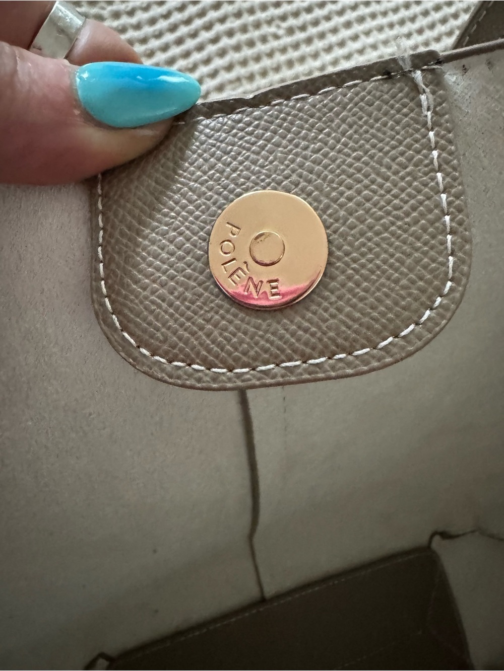 Minimalist Taupe Tote with Detachable Pouch - Picture 9 of 14